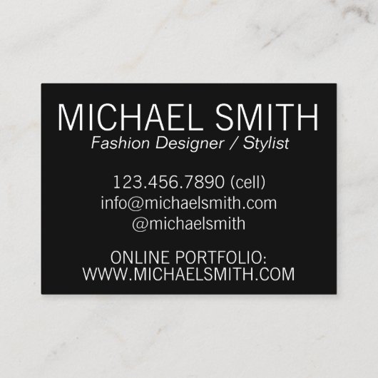 ファブリックストアのネオンサイン衣装ファッションデザイナー 名刺 (裏面)