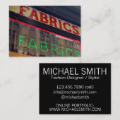 ファブリックストアのネオンサイン衣装ファッションデザイナー 名刺 (正面/裏面)