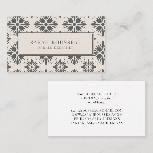 ファブリックデザイナー装飾模様名刺 名刺 (正面/裏面)