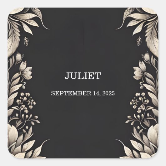 ファブリック ヴェロア レース リネン 紙 ブライダル シャワー スクエアシール (正面)