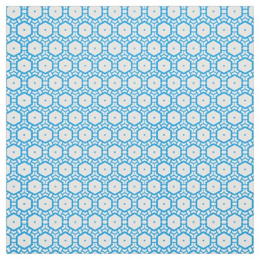 ファブリック – 六角形（青と白） (見本)