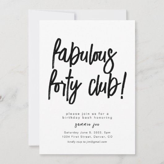 ファブルアンドフォーティクラブ誕生日招待状テンプレート 招待状 (正面)