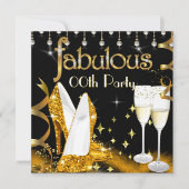 ファブルシャンパンパーティーグリッター金ゴールドハイヒール 招待状 (正面)