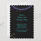 ファブルシャンパンパープルティール（緑がかった色）バースデーパーティー 招待状 (裏面)