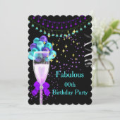 ファブルシャンパンパープルティール（緑がかった色）バースデーパーティー 招待状 (スタンド正面)