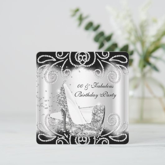 ファブルースシルバーグリッターハイヒール誕生日2 招待状 (スタンド正面)