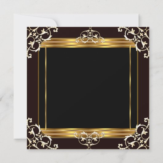 ファブルースディバデコレディ金ゴールドブラック50th誕生日 招待状 (裏面)