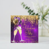 ファブルースフィフルーパープルグリッター金ゴールドシャンパーニュSQ 招待状 (スタンド正面)