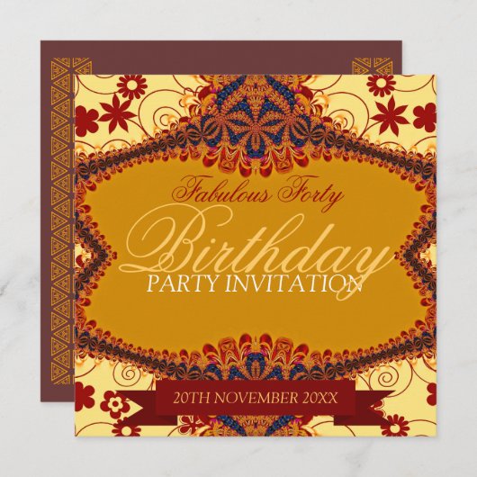 ファブルーズエイジトリバルレースフローラ誕生日 招待状 (正面/裏面)