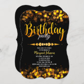 ファブルーズゴールデングリッターブデイパーティー招待状 招待状 (正面/裏面)