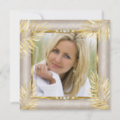 ファブルーズベージュ金ゴールドパームスシャンパーニュパーティー 招待状 (裏面)