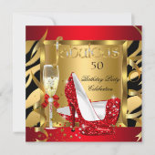 ファブルーズレッドグリッターハイルツゼブラシャンパーニュパーティー 招待状 (正面)