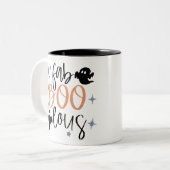 ファブー幽霊おもしろいウォメンズハロウィーン ツートーンマグカップ (正面左)