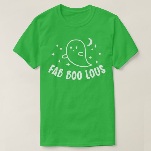 ファブー幽霊ハロウィーン男性へ衣装の女性ボー Tシャツ (デザイン正面)