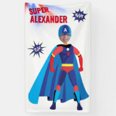 ファブ誕生日スーパーヒーローUSAボーイ素晴らしアメージング 横断幕 (縦)