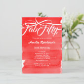 ファブ50歳の誕生日パーティーシモダンックレッド 招待状 (スタンド正面)