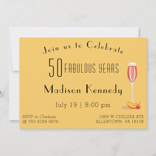 ファブ50th誕生日ゴールデンブラック招待状 招待状 (裏面)