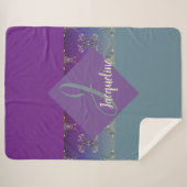 ファベルゲ様モノグラムパープルブルーグラディエント シェルパブランケット (正面(横))
