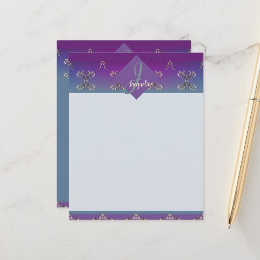 ファベルゲ様モノグラムパープルブルー勾配 (正面/裏面インサイチュ)