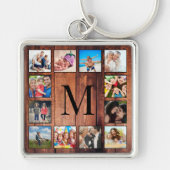 ファミカスタムリーフォトコラージュ再生木材 キーホルダー (正面)