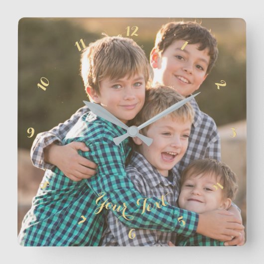 ファミカスタムリーベビーキッズ結婚のカップル写真の作成 スクエア壁時計 (正面)