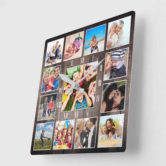 ファミカスタムリーベビーフォトファ素朴ームハウスキープサケ スクエア壁時計 (傾斜)