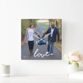 ファミカスタムリー・フォト・ラブ・スクリプト・ウォール・クロック スクエア壁時計 (ホーム)