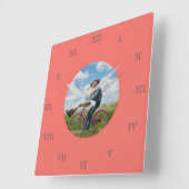 ファミカッコいいリーフスタイリッシュァブ写真コラージュ スクエア壁時計 (傾斜)