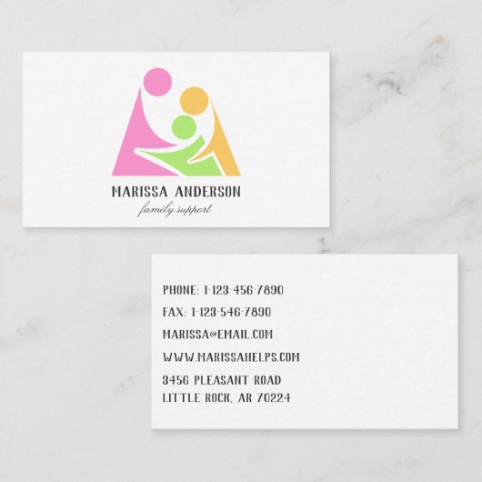 ファミカラフルモダンリサポートロシンプルゴ 名刺 (正面/裏面)