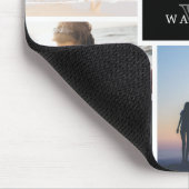 ファミシンプルリーフォトコラージュ&ブラックモノグラム マウスパッド (コーナー)