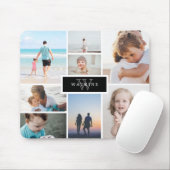 ファミシンプルリーフォトコラージュ&ブラックモノグラム マウスパッド (マウス)