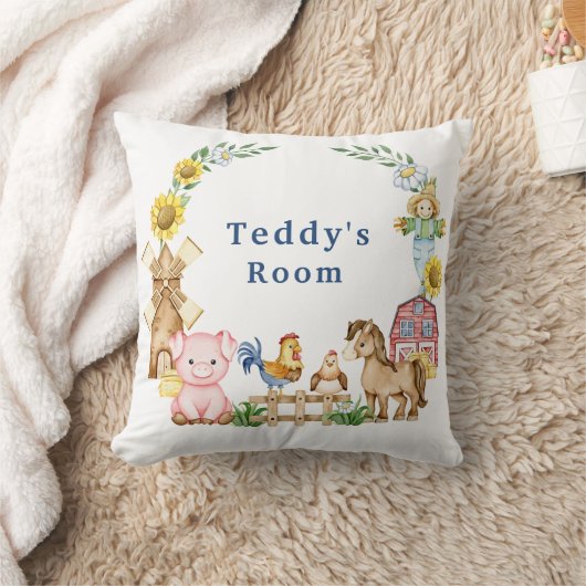 ファミパーソナライズされたヤード動物子供部屋 クッション (ブランケット)