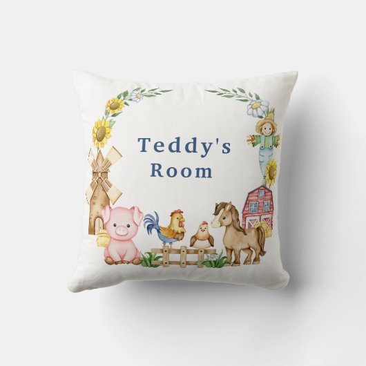 ファミパーソナライズされたヤード動物子供部屋 クッション (裏面)