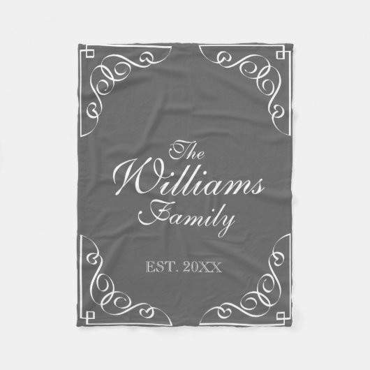 ファミパーソナライズされたリの姓グレーフリースブランケット フリースブランケット (正面)