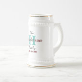 ファミパーソナライズされたリの確立-名前とイニシャル- ビールジョッキ (正面右)