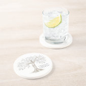 ファミパーソナライズされたリアツリーと引用文白 コースター (側面)