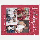 ファミパーソナライズされたリアフォトコラージホリデー フリースブランケット (正面(横))