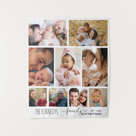 ファミパーソナライズされたリーネーム引用文9フォトコラージュ  タペストリー (正面)