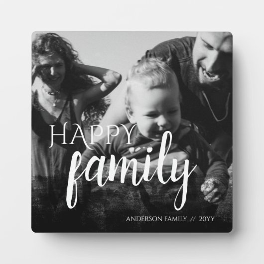 ファミパーソナライズされたリ写真黒抽象芸術オーバーレイ フォトプラーク (正面)