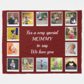 ファミパーソナライズされたリ正方形フォトコラージュ赤 フリースブランケット (正面(横))