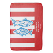 ファミパーソナライズされたリ航海の・レッド・サーディンストライプグ バスマット (正面縦)
