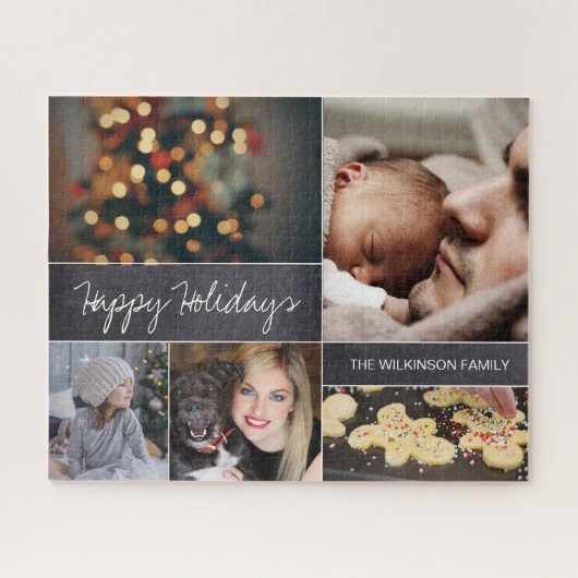 ファミパーソナライズされたルのモダンコラージュ写真パズル ジグソーパズル (横)