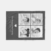 ファミモダンリアグレイ写真コラージュパーソナライズされた フリースブランケット (正面(横))