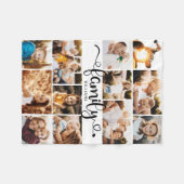 ファミモダンリスクリプトハートフォトコラージュシック フリースブランケット (正面(横))