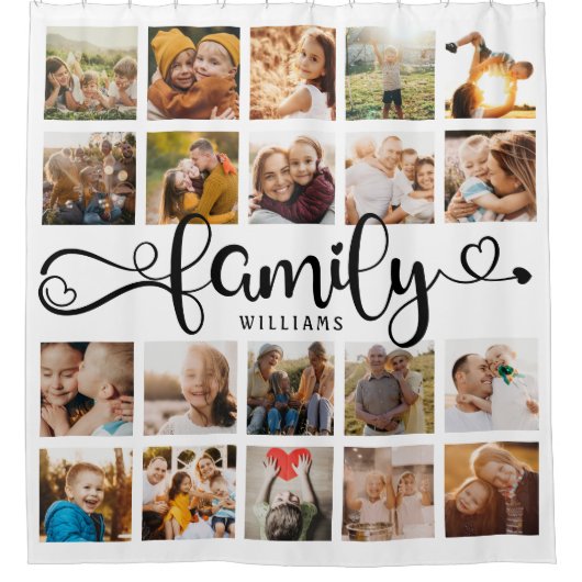 ファミモダンリスクリプト20フォトコラージュシックおもしろい シャワーカーテン (正面)