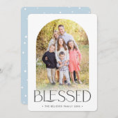 ファミモダンリミニマルオ賛美淡い色のの青 案内状 (正面/裏面)