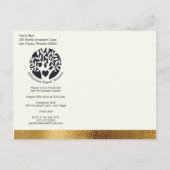 ファミモダンリーツリーの黒金ゴールドの保存日 インビテーションポストカード (裏面)