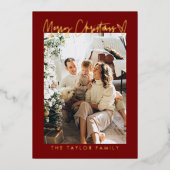 ファミモダンリーフォトフォイルホリデーカード 箔シーズンカード (正面)