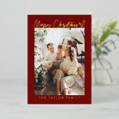 ファミモダンリーフォトフォイルホリデーカード 箔シーズンカード (立ち正面)