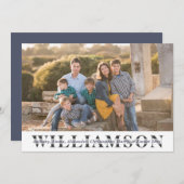 ファミモダンリーポートレートカスタムの姓クリスマス シーズンカード (正面/裏面)